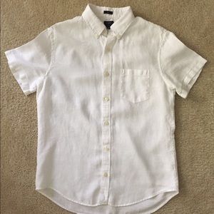 J Crew Short Sleeve Linen Shirt White - Medium